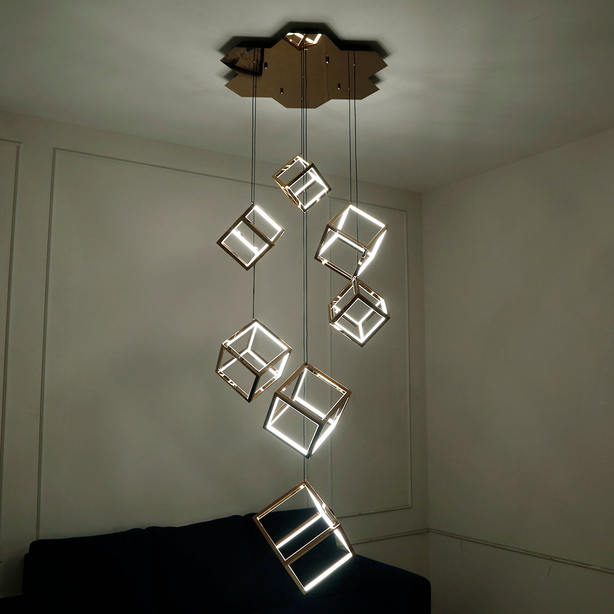 Buy Cube Story Smart ( Dimmable &amp; Remote) Double Height LED Chandelier Bangalore