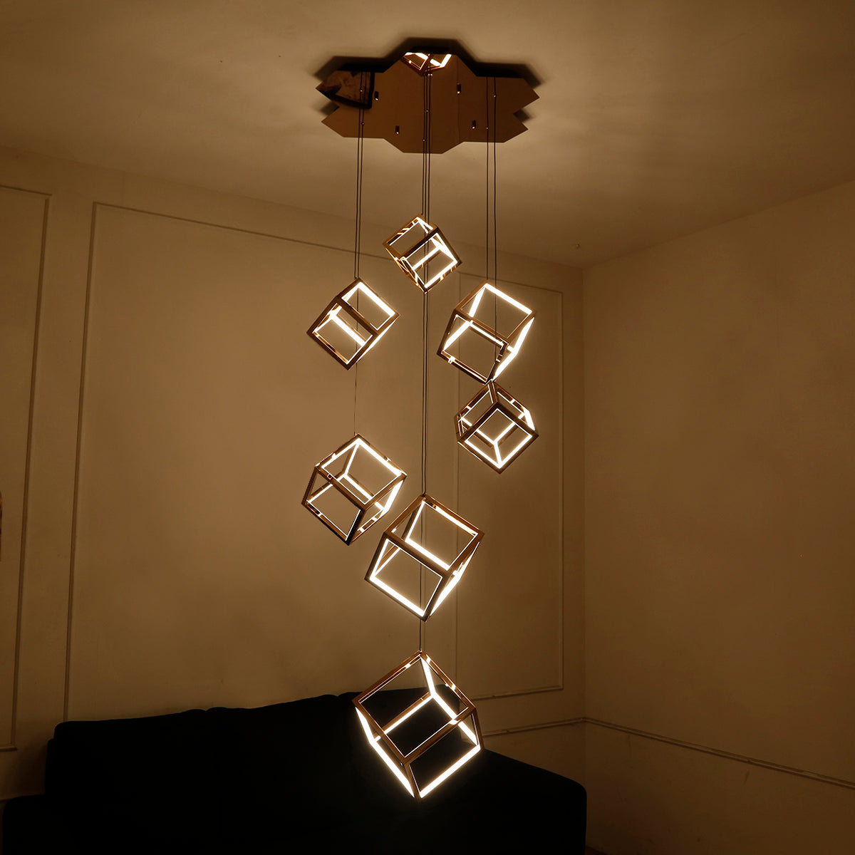 Buy Cube Story Smart ( Dimmable &amp; Remote) Double Height LED Chandelier Interior Lights