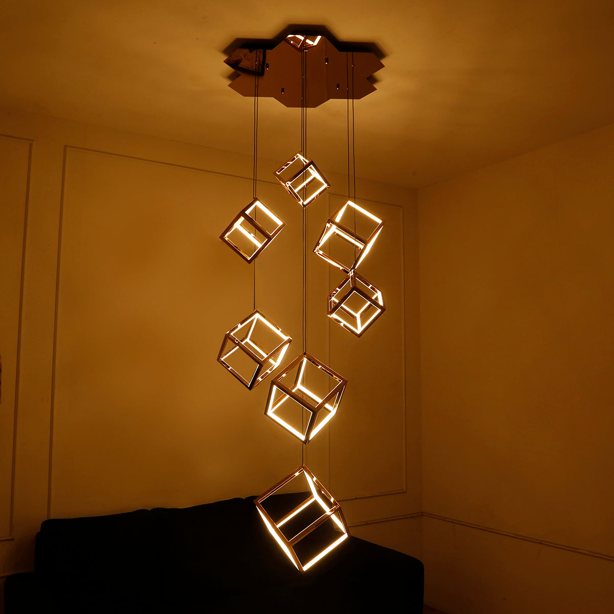 Buy Cube Story Smart ( Dimmable &amp; Remote) Double Height LED Chandelier Living Room