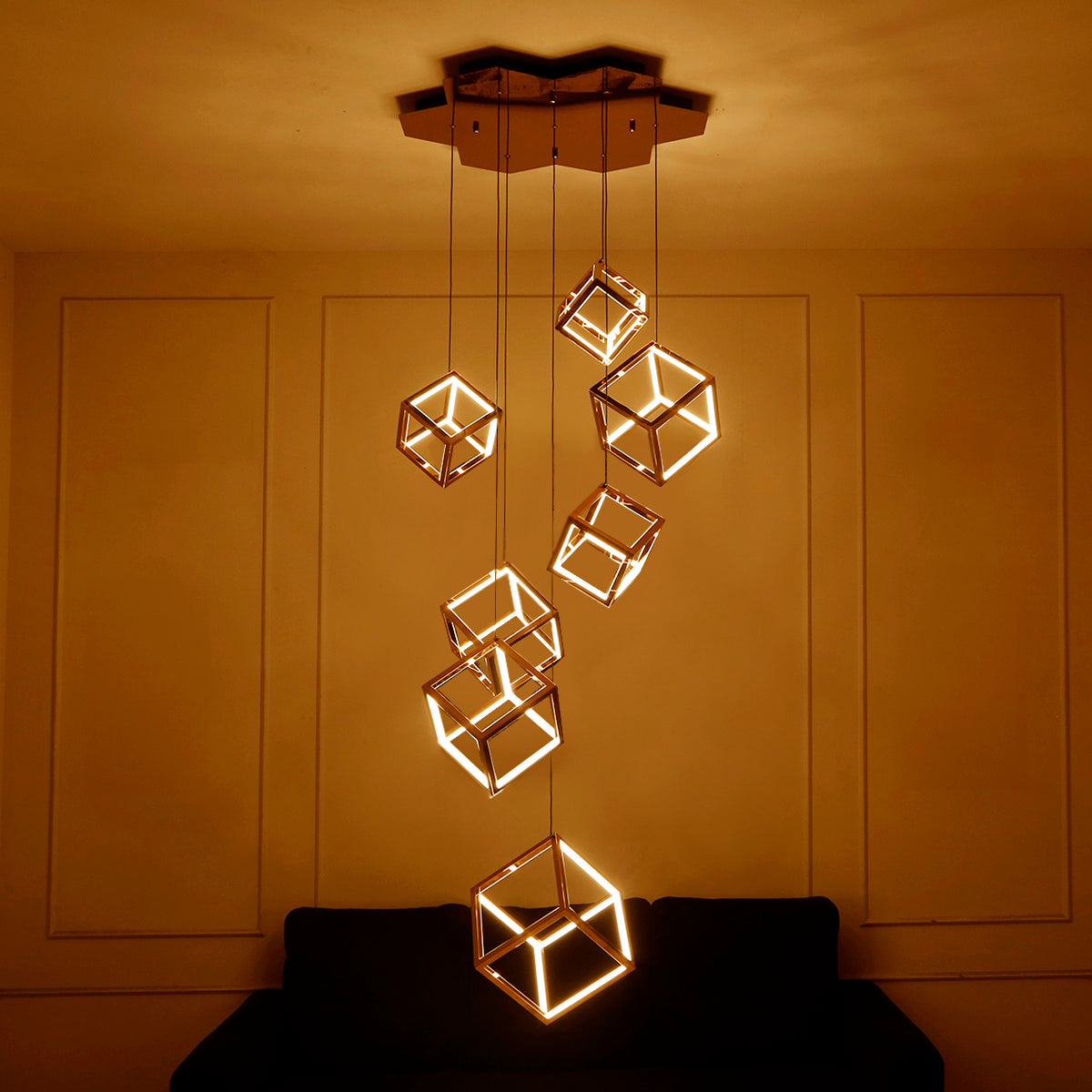 Buy Cube Story Smart ( Dimmable &amp; Remote) Double Height LED Chandelier Online