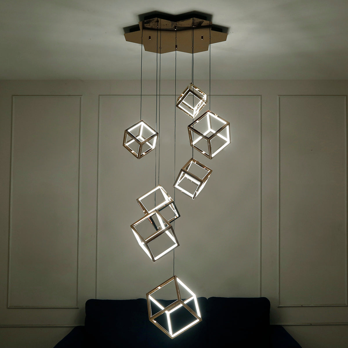 Shop Cube Story Smart ( Dimmable &amp; Remote) Double Height LED Chandelier Online