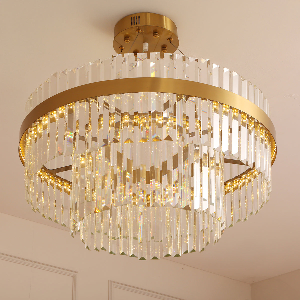 Shop Glamour Crystal (3 Colour) LED Chandelier Dining Room