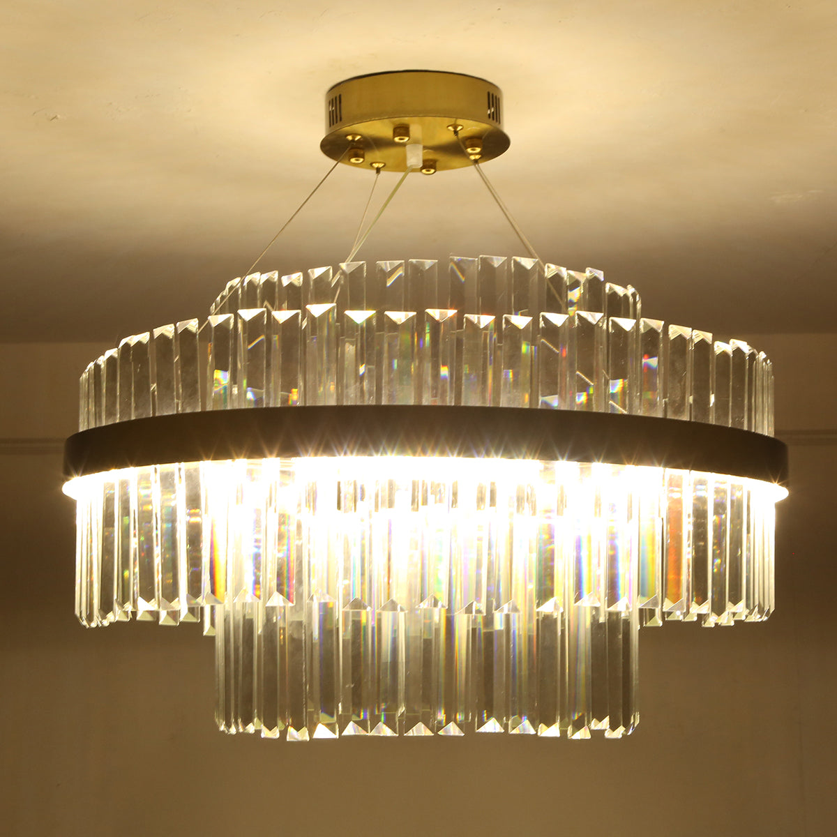 Shop Glamour Crystal (3 Colour) LED Chandelier Interior Lights