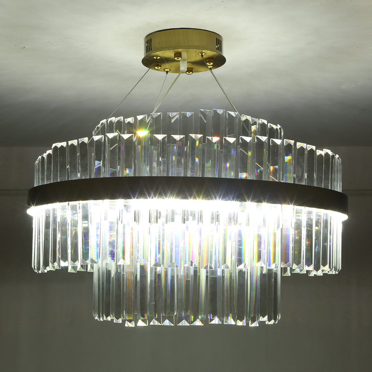 Shop Glamour Crystal (3 Colour) LED Chandelier Living Room