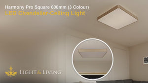 Harmony Pro Square 600mm (3 Colour) LED Chandelier-Ceiling Light Video