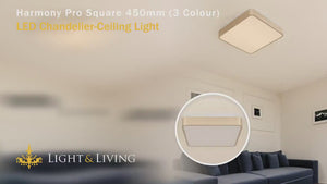 Harmony Pro Square 450mm (3 Colour) LED Chandelier-Ceiling Light Video