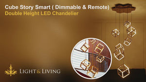 Cube Story Smart ( Dimmable & Remote) Double Height LED Chandelier Video